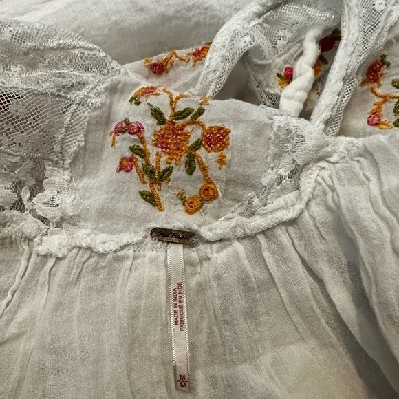 Free People White Long Sleeve Ruffled Blouse - Picture 3 of 5